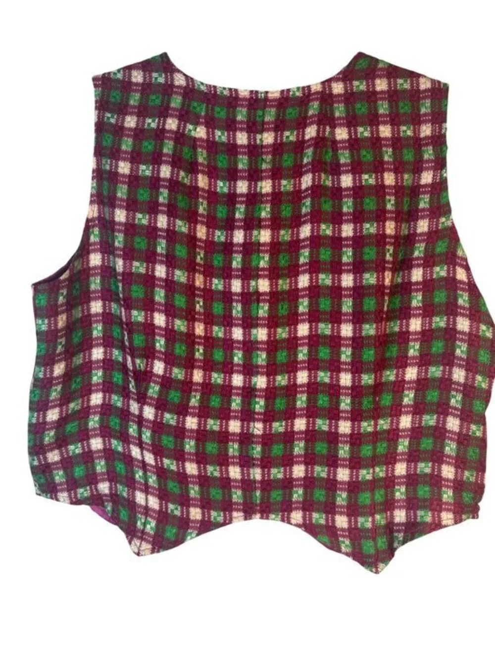 New Saint Geraldine Medium Plaid Button-Up Vest With Satin Lining